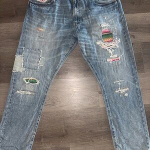 Ralph Lauren Relaxed Fit Distressed Jeans - Blue